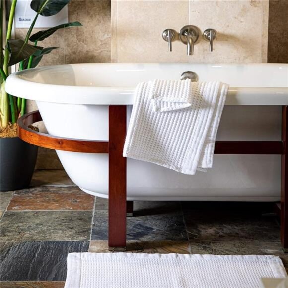 Bathroom Mat Absorbent Cotton Quick Dry for Shower, Bath & Bathtub Washable Thin - Picture 3 of 6